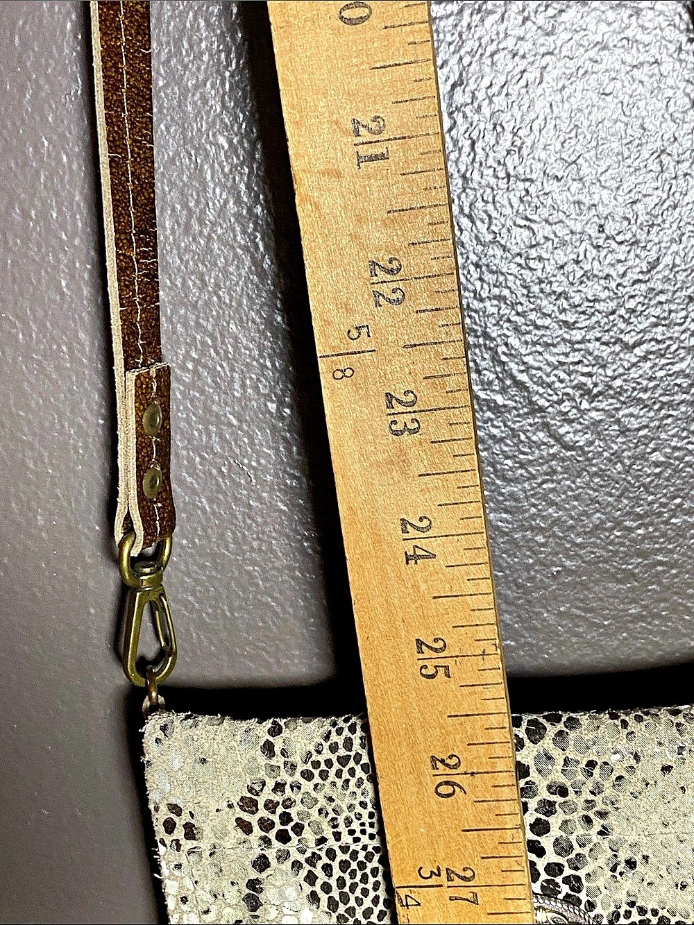 Double Pocket Animal Print Crossbody Bag in Gold, Brown & Cream - Picture 9 of 9